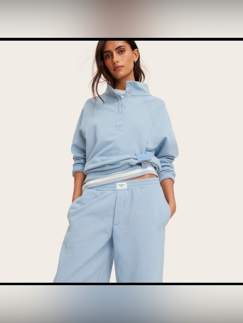 Parke High Rise Boxer Light Blue Wide Leg Lounge Pants - Picture 5 of 8